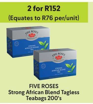 FIVE ROSES Strong African Blend Tagless Teabags 200's