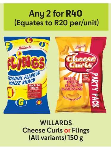 Willards Cheese Curls or Flings