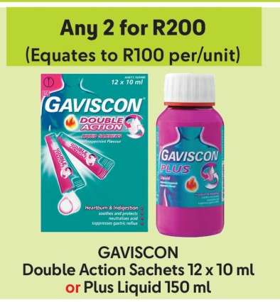 GAVISCON Double Action Sachets 12 x 10 ml or Plus Liquid 150 ml