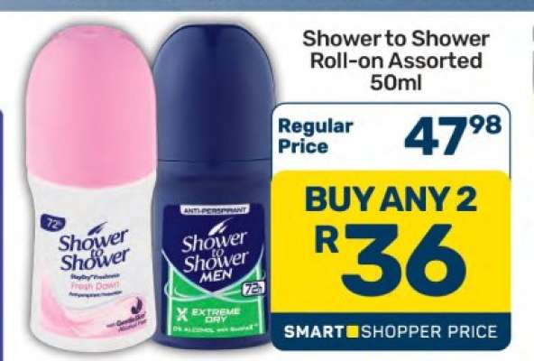 Shower to Shower Roll On Assorted 50ml