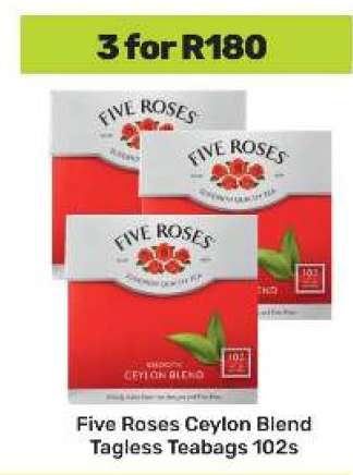 Five Roses Ceylon Blend Tagless Teabags 102s