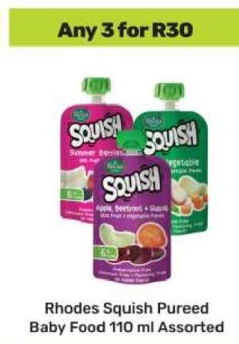 Rhodes Squish Pureed Baby Food 110 ml Assorted