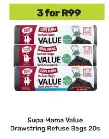 Supa Mama Value Drawstring Refuse Bags 20s