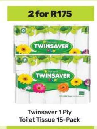 Twinsaver 1 Ply Toilet Tissue-15 Pack