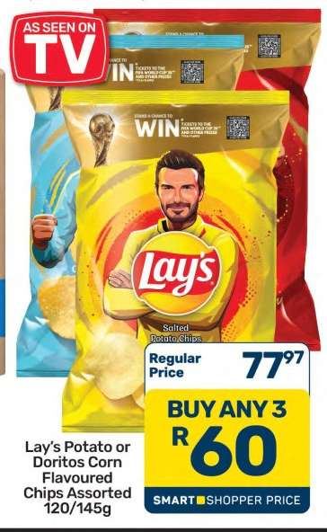 Lay's Potato or Doritos Corn Flavoured Chips Assorted 120/145g