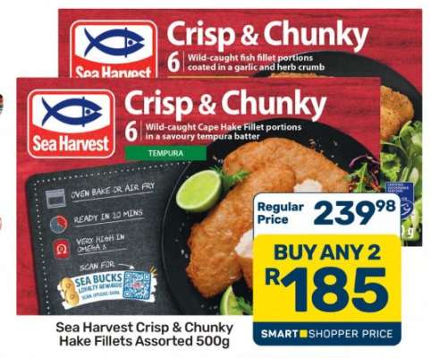 Sea Harvest Crisp & Chunky Hake Fillets Assorted 500g