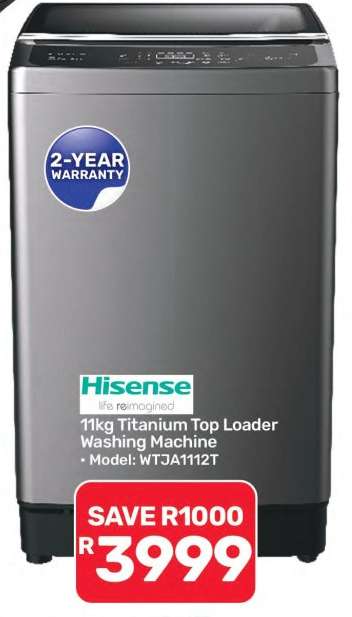 Hisense 11kg Titanium Top Loader Washing Machine