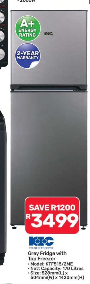 Grey Fridge with Top Freezer