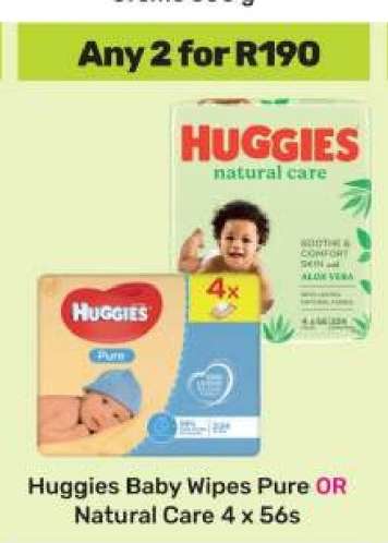 Huggies Baby Wipes Pure OR Natural Care 4 x 56s
