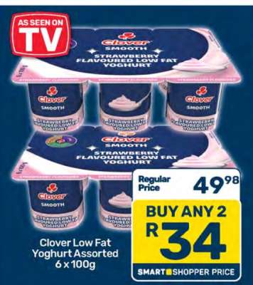Clover Low Fat Yoghurt Assorted 6 x 100g