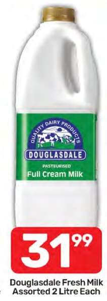 Douglasdale Fresh Milk Assorted 2 Litre Each