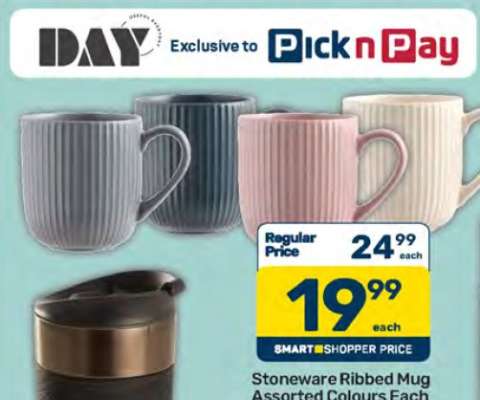 Stoneware Ribbed Mug Assorted Colours Each