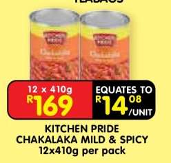 KITCHEN PRIDE CHAKALAKA MILD & SPICY 12x410g per pack