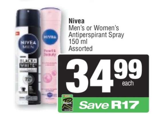 Nivea Men's or Women's Antiperspirant Spray
