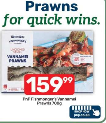 PnP Fishmonger's Vannamei Prawns 700g