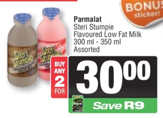 PARMALAT STERI STUMPIE FLAVOURED LOW FAT MILK