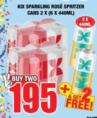 KIX Sparkling Rosè Spritzer Cans 2 x (6 x 440ml)