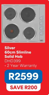 Silver 60cm Slimline Solid Hob
