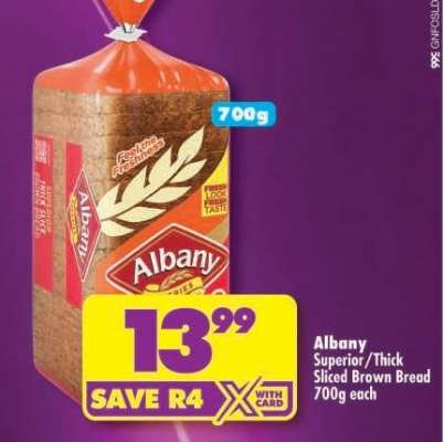ALBANY SUPERIOR / THICK SLICED BROWN BREAD 700g