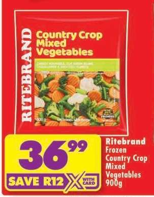 RITEBRAND FROZEN COUNTRY CROP MIXED VEGETABLES 900g