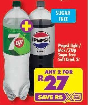 PEPSI LIGHT/MAX/7UP SUGAR FREE SOFT DRINK 2L