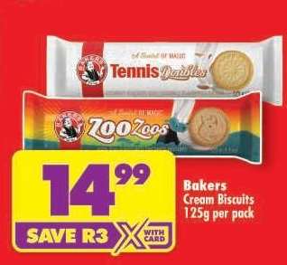 Bakers Cream Biscuits 125g per pack