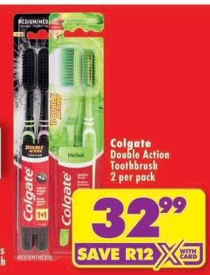 COLGATE DOUBLE ACTION TOOTHBRUSH 2 per pack