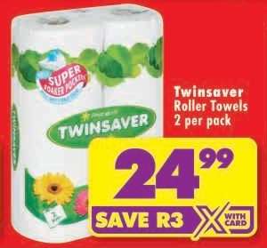 TWINSAVER ROLLER TOWELS 2 per pack