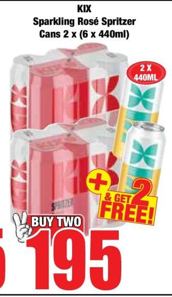 KIX Sparkling Rosè Spritzer Cans 2 x (6 x 440ml)