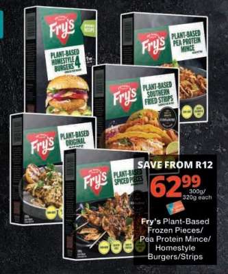 Fry’s Plant-Based Frozen Pieces/Pea Protein Mince/Homestyle Burgers/Strips