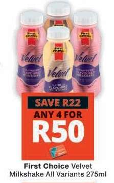 First Choice Velvet Milkshake
