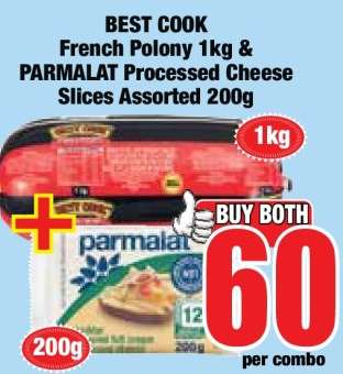 BEST COOK French Polony 1kg & PARMALAT Processed Cheese Slices Assorted 200g