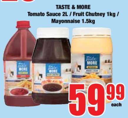 TASTE & MORE Tomato Sauce 2L / Fruit Chutney 1kg / Mayonnaise 1.5kg