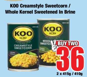 KOO Creamstyle Sweetcorn / Whole Kernel Sweetened In Brine