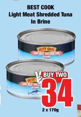 BEST COOK Light Meat Shredded Tuna In Brine