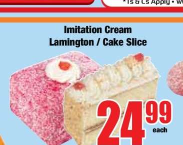 Imitation Cream Lamington / Cake Slice
