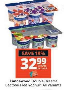 Lancewood Double Cream/Lactose Free Yoghurt All Variants