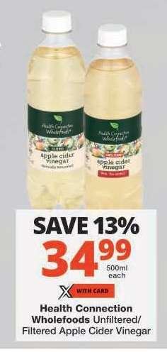 Health Connection Wholefoods Unfiltered/Filtered Apple Cider Vinegar