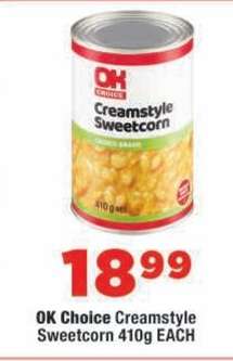 OK Choice Creamstyle Sweetcorn 410g
