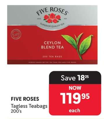 FIVE ROSES Tagless Teabags 200's