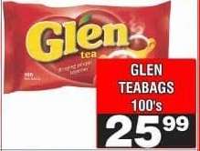 GLEN TEABAGS 100's