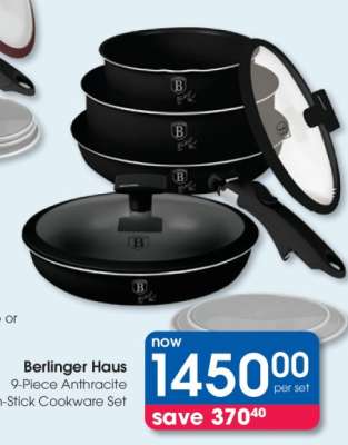 Berlinger Haus 9-Piece Anthracite Non-Stick Cookware Set