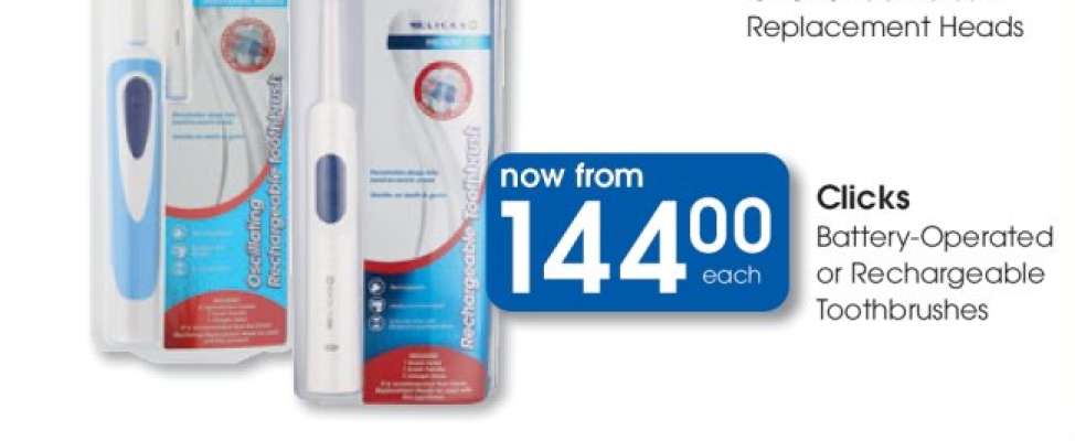 Clicks Battery-Operated or Rechargeable Toothbrushes