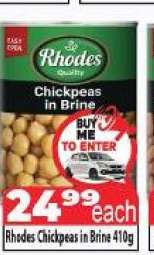 Rhodes Chickpeas in Brine 410g