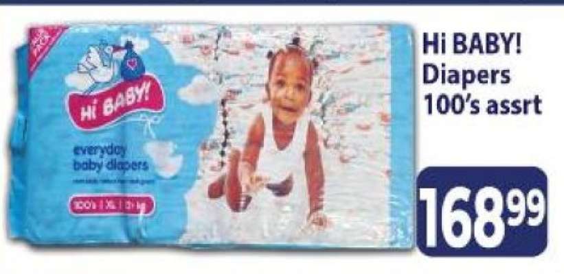 Hi BABY! diapers 100's assrt