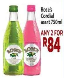 Rose's Cordial assrt 750ml