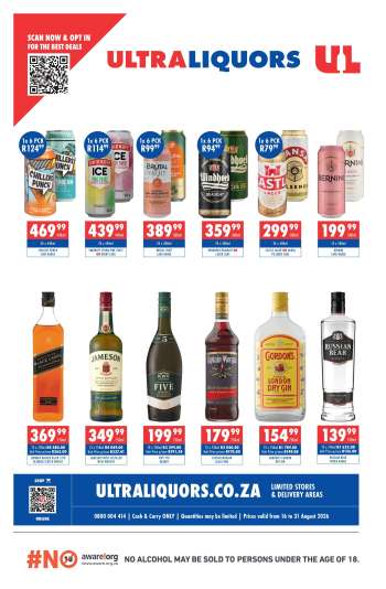 Ultra Liquors catalogue  - 16/08/2026 - 31/08/2026.