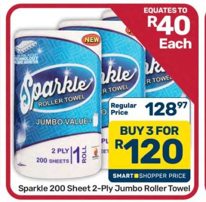 Sparkle 200 Sheet 2-Ply Jumbo Roller Towel