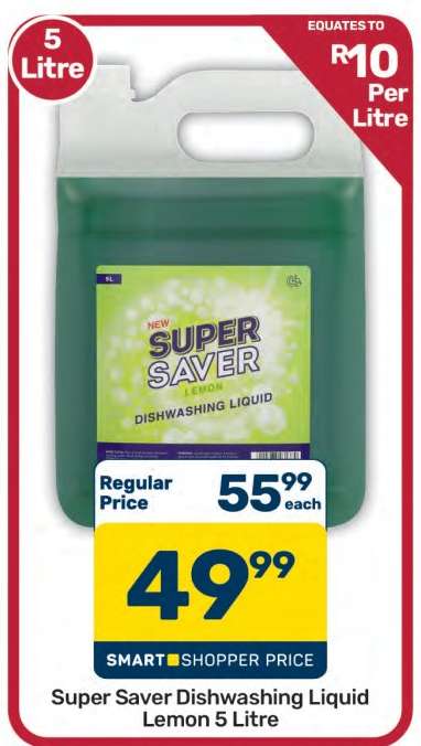 Super Saver Dishwashing Liquid Lemon 5 Litre