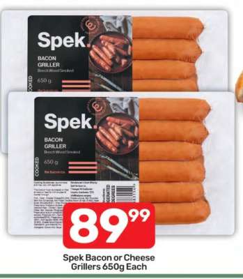 Spek Bacon or Cheese Grillers 650g Each